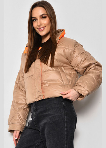 Темно-бежевая демисезонная куртка женская демисезонная темно-бежевого цвета Let's Shop