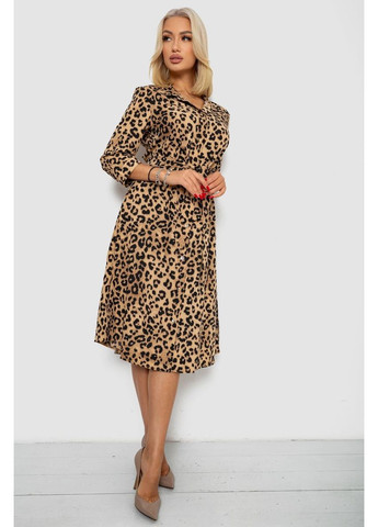 Бежевое платье софт на пуговицах с принтом Ager