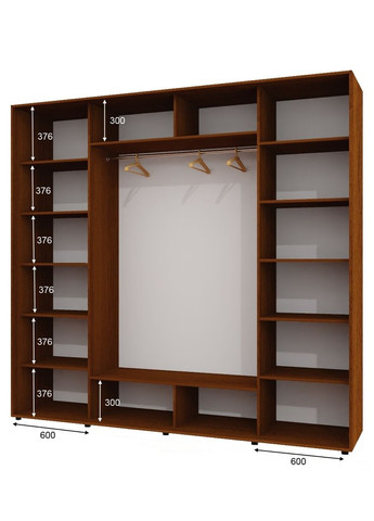 Шафа-купе тридверна 270*60*220 Горіх лісовий 2 ДСП/Дзеркало з піскострумним малюнком ШК-05 Алекса (360446858)