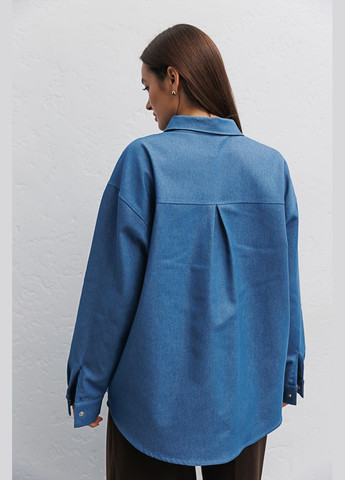 Жіноча сорочка із котону під джинс синя Arjen (289842533)