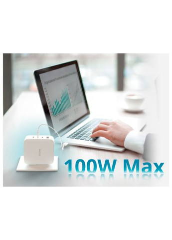 Зарядное устройство 3xUSB-C+1xUSB-A 100W GaN white (DCP-101) D-Link 3xUSB-C + 1xUSB-A 100W GaN white (369878134)