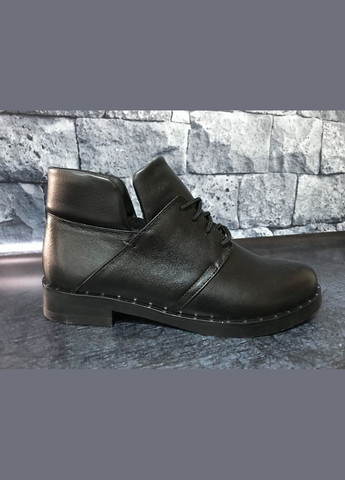 Осенние женские кожаные демисезонные ботинки в черном цвете, тм Bistfor