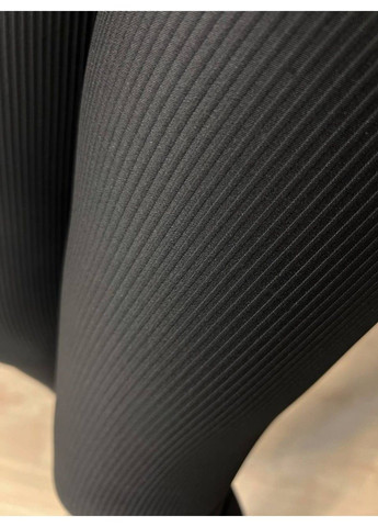 Лосини жіночі D12 чорні тонкі в рубчик з широким поясом та пушап-ефектом Kenalin (330644681)