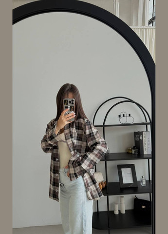 Коричневая спортивная, классическая, повседневный, кэжуал рубашка No Brand