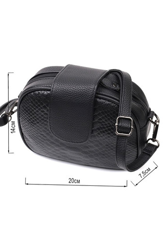 Фактурна сумка для жінок з натуральної шкіри з тисненням під змію чорна 22354 Vintage (329198987)