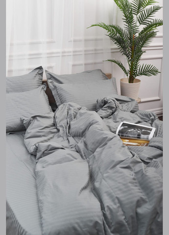 Комплект постельного белья Satin Stripe полуторный 143х210 наволочки 4х50х70 (MS-820003658) Moon&Star Stripe Gray (288044006)