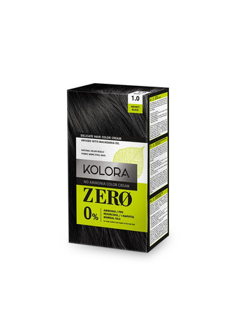 Фарба для волосся KOLORA ZERO 1.0 бесконечно чорний, 60 мл. Aroma (302396096)