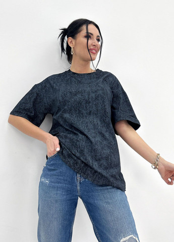 Чорна базова футболка тай-дай з коротким рукавом Fashion Girl Simple