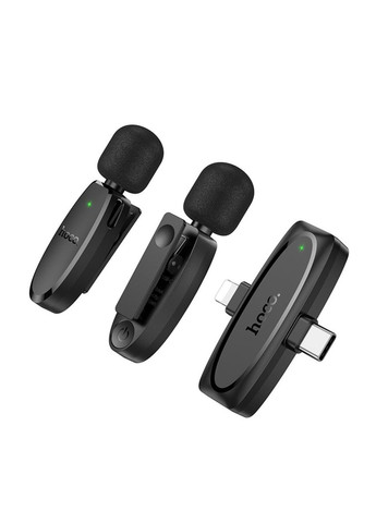 Беспроводная микрофонная система Dual-mic clip-on Wireless Digital Microphone (iP/Type-C) Black (6942007638623) Hoco L15 (324066878)