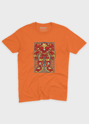 Помаранчева демісезонна футболка для хлопчика з принтом супергероя - залізна людина (ts001-1-ora-006-016-004-b) Modno