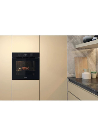 Духовой шкаф электрический, 71л, A+, дисплей, конвекция, телескопические направляющие, черный WHIRLPOOL (314775565)