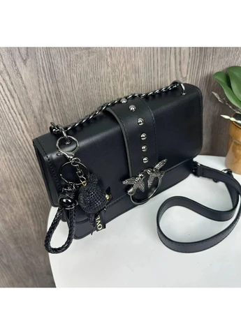 Женская сумка-клатч с брелоком экокожа черная 23x14,5x8 см Pinko (399271263)