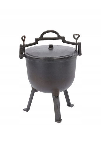 Туристичний чавунний казан 11 л на 3 ніжках з кришкою та ручкою для перенесення (Польща) Gardenline (370620643)