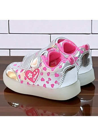 Сріблясті осінні ортопедичні кросівки на липучках для дівчинки клібі Clibee