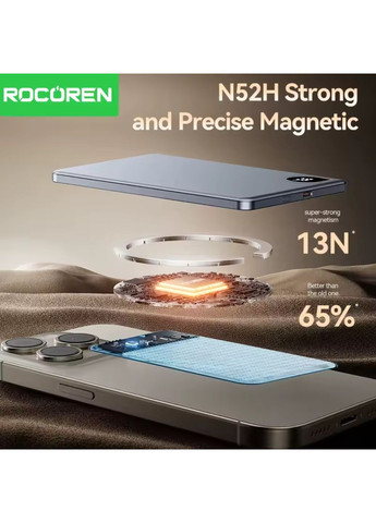 Ультратонкий бездротовий магнітний павербанк 10000 мАг з бездротовою зарядкою 15 Вт і швидкою зарядкою 20 Вт USB-C Rocoren (368774986)