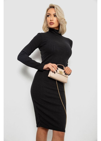 Черное кэжуал платье однотонное в рубчик Ager