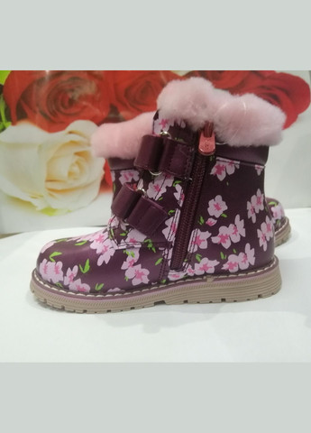 Бордовые праздничные, повседневные, кэжуал зимние ботиночки для девочки No Brand