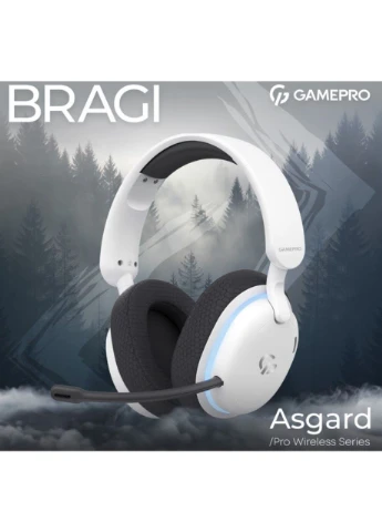 Игровые беспроводные наушники HSW-250 7.1 Bragi Asgard RGB Tri-Mod White GAMEPRO (382951653)