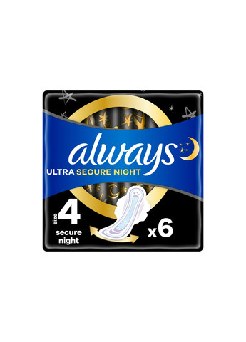 Прокладки Always ultra secure night (розмір 4) 6 шт. (268146904)