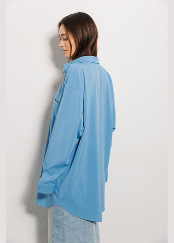 Подовжена жіноча сорочка оверсайз темно-блакитна Arjen (289842386)