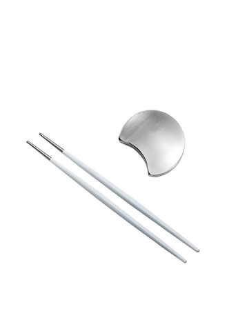Комплект круглої срібної підставки та паличок для суші срібло із білою ручкою для дому ресторанів, кафе. REMY-DECOR (293152652)