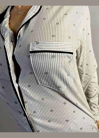 Комбинированная всесезон качественная батальная пижама турецкого проиводства рубашка + брюки Miss Victoria