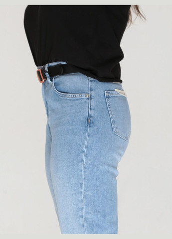 Джинси жіночі блакитні МОМ прямі зі стрейчем Мom regular Cracpot - (322999546)