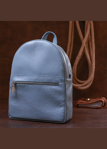 Жіночий рюкзак із натуральної шкіри з кишенями блакитний (sku_16303) No Brand (329860375)