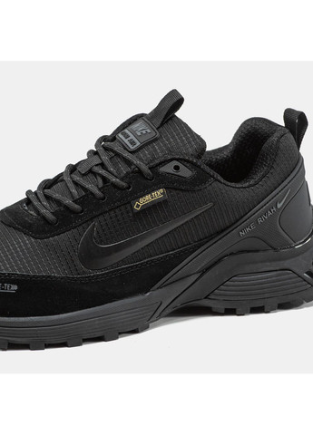 Черные демисезонные кроссовки мужские nike rivah gore-tex black winter fur | найк ривах черные No Brand