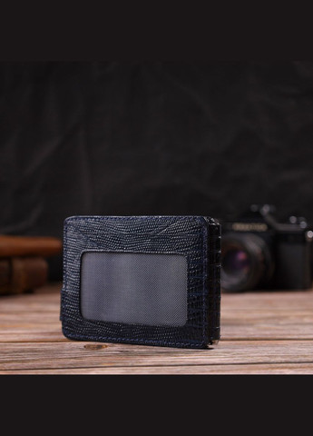 Фактурний чоловічий затискач для грошей із натуральної шкіри з тисненням 21942 Синій Canpellini (329149206)