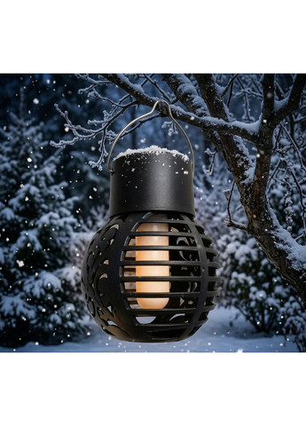 Садовый светильник на солнечной батарее с эффектом пламени Garden Light 9 набор 4 шт LED подвесной уличный фонарь IP65 черный No Brand (391464524)