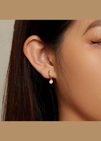 Срібні сережки з кубічним цирконієм в позолоті No Brand (331165884)