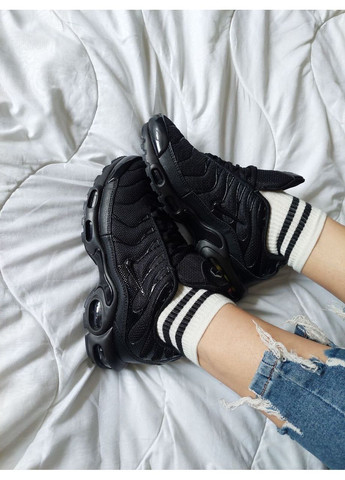 Кроссовки женские Nike Air Max Plus Triple Black 604133-050 Найк Аир Макс ТН No Brand чёрные демисезоны (366337128)