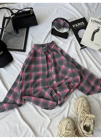 Розовая повседневный рубашка Україна с длинным рукавом