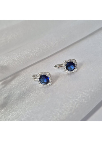 Срібні сережки із Синіми каменями срібло 925 проби Родоване 82088с 3.43г No Brand (306742754)