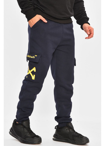 Спортивні штани чоловічі на флісі темно-синього кольору Let's Shop (363019261)