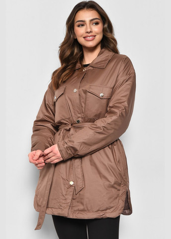 Коричнева демісезонна куртка жіноча демісезонна коричневого кольору Let's Shop
