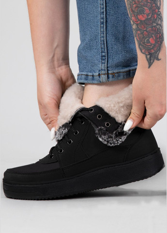 Дутики жіночі з хутром на шнурівку чорні (ЛБ 2) Lika (303423543)