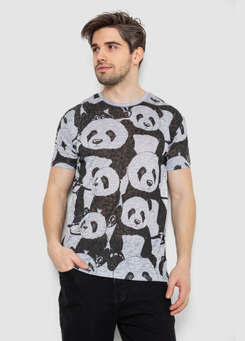 Серая футболка мужская с принтом синяя размер l (sku_244r6034) с коротким рукавом No Brand