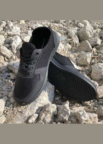 Черные летние мужские кроссовки черные из сетки Trend