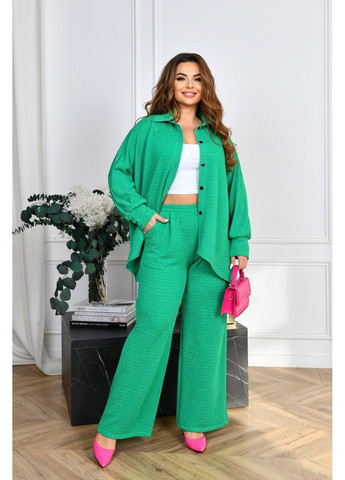 Костюм весенний, из жатого льна Код ФЛ-3772, зеленый, размер 60-62 No Brand (355469795)