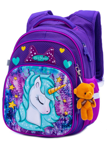 Школьный рюкзак (ранец) с ортопедической спинкой с мешком и пеналом фиолетовый для девочки для 1 класса (Full-R3-241-2)) Winner (293504281)
