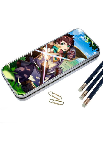 Органайзер для канцелярського приладдя металевий, кейс для дрібниць КоноСуба #003 7*18 см Silver No Brand (309151828)