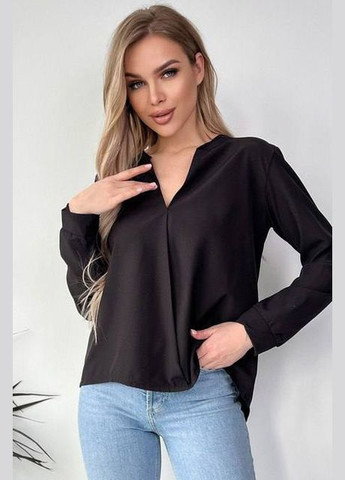 Чорна демісезонна блуза жіноча чорного кольору з баскою Let's Shop