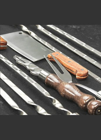 Набор для пикника с шампурами "Ран" в деревянном кейсе из 37 предметов на подарок куму, брату, свату, мужу Handmade WC-011 (346085173)