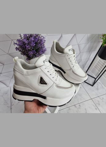 Снікерси кросівки на танкетці з платформою білі демісезон No Brand білі (322650786)