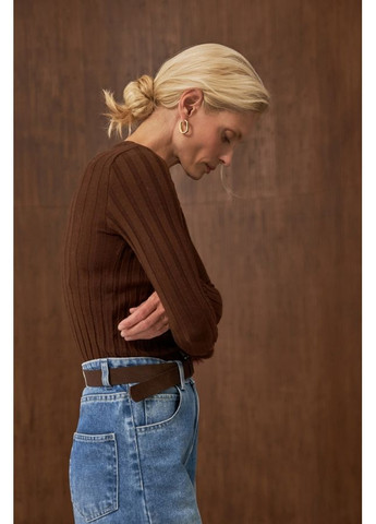 Коричневий зимовий витончений лонгслів (2887) Triko Bakh