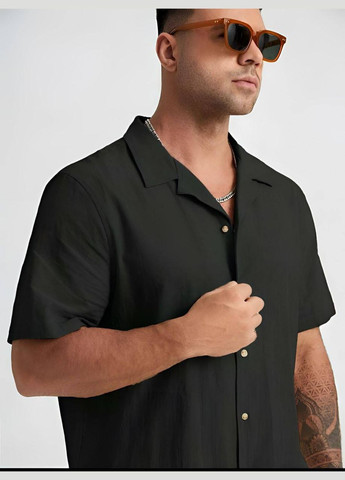 Черный летний мурской костюм с рубашкой, с шортами FINO Mode