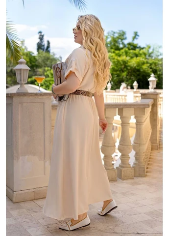 Бежева повсякденний жіноча максі сукня Гермес однотонна