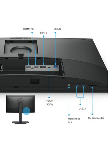 TFT 27" SW272U, 4K IPS, 2хHDMI, DP, USB-C, HAS, USB-hub, MCR, Pivot, сірий BenQ (314747561)